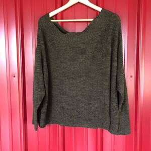 Free People Sweater Oversized Scoop Neck Knit Sz Large‎ Balloon Sleeves